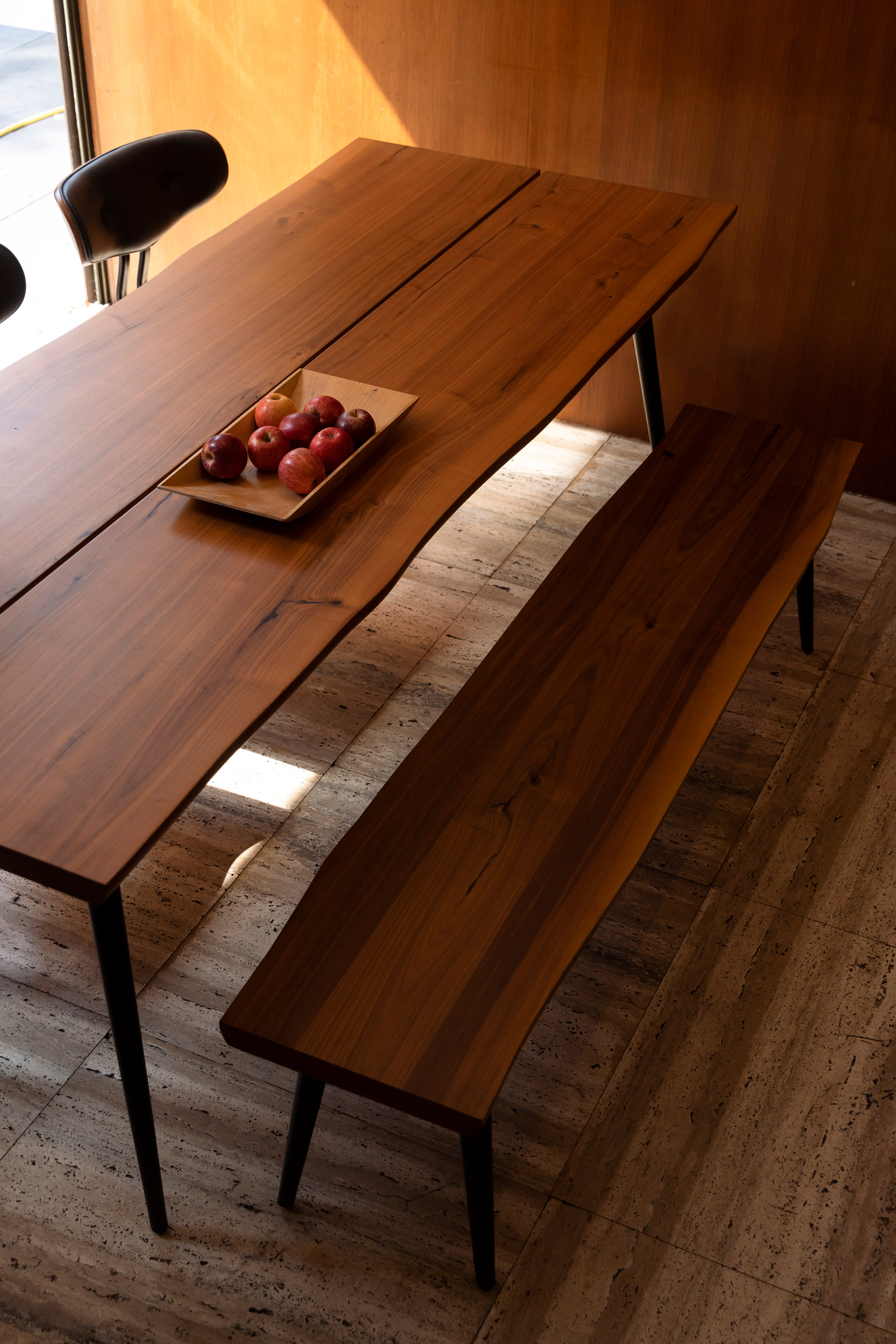 Dutchbone Alagon Walnut Brown Wood Dining Bench 120cm